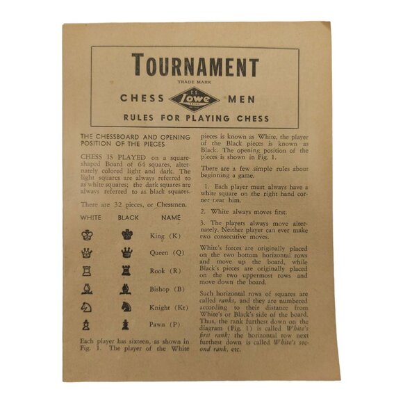 E S Lowe Co. Staunton Pattern Tournament Plastic Chessmen No. 809 Vintage 1945 - Picture 6 of 14